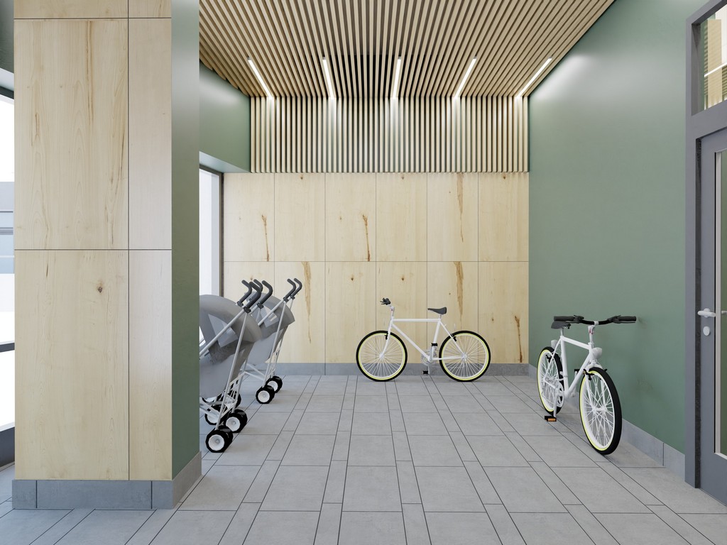 Колясочные на 1 этаже каждой секции